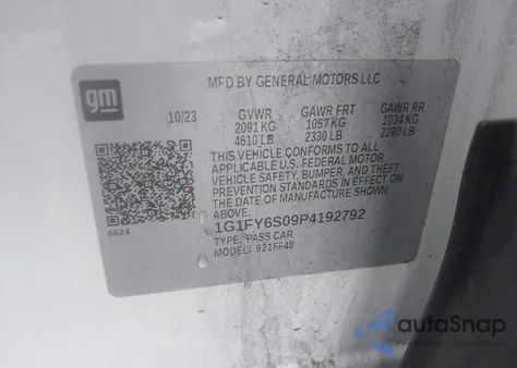 2023 Chevrolet Bolt Euv Fwd Lt z USA, uszkodzony, nr VIN 1G1FY6S09P4192792